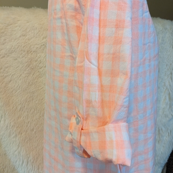 Coral Pink COASTAL BARBIE Gingham Tunic ~ FRESH PRODUCE~ Summer plaid Sz XS/S - Picture 10 of 11